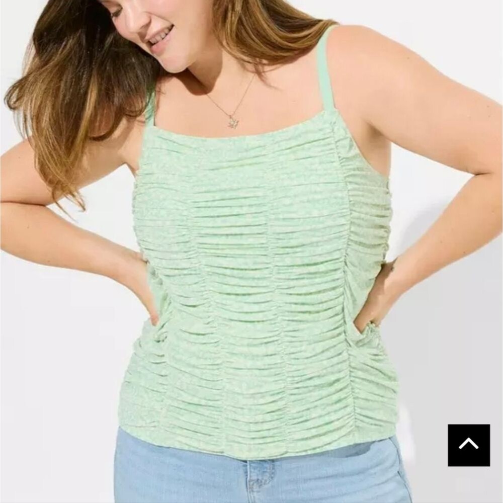 Well Loved Torrid Mint Green Ruched Tank Top -